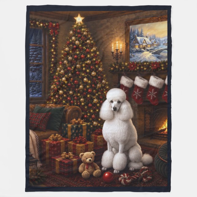En Poodle Julfirande Fleecefilt (Framsidan)