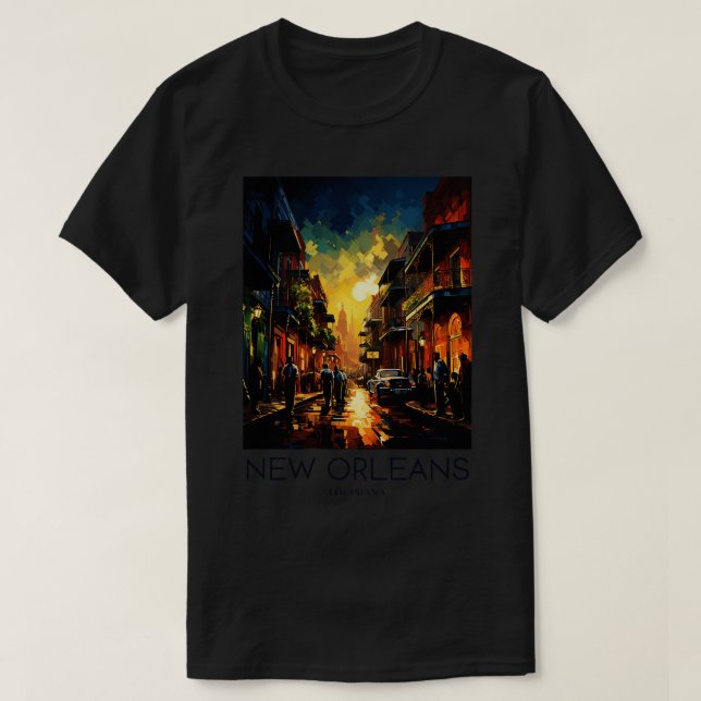 En pop Art Travel Skriv ut New Orleans Louisiana T Shirt (Design framsida)