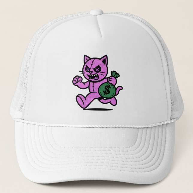 En POP KATT TJUV Hoodie Denim Jacka Trucker Hatt Keps (Framsida)