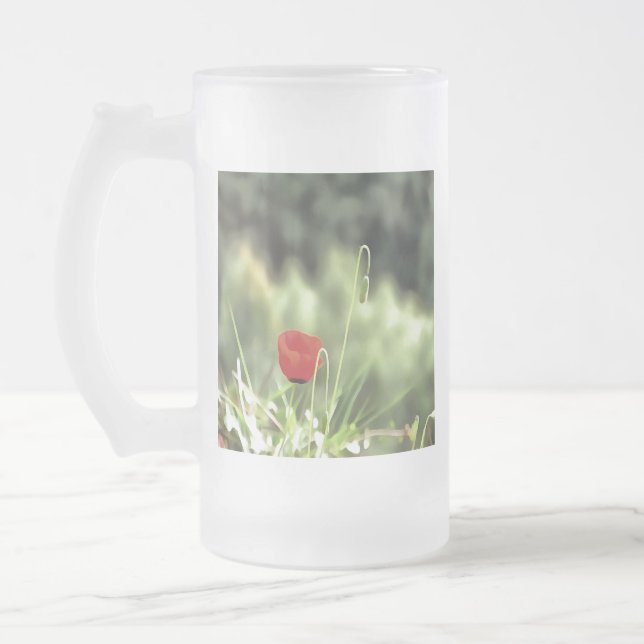 En poppy Artistic Wildblomma-målning Frostat Ölglas (Vänster)