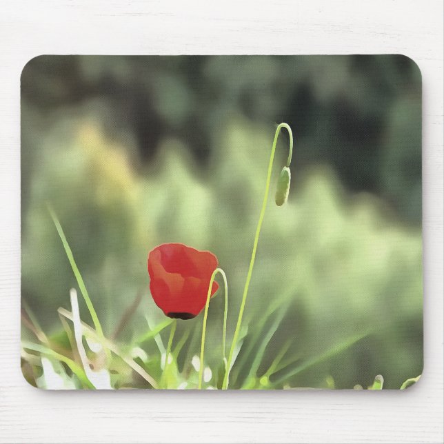 En poppy Artistic Wildblomma-målning Musmatta (Framsidan)