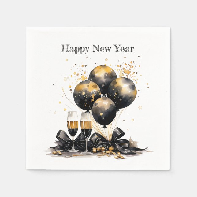 🍾 "En popup to New Beginnings" nyårsnappan Pappersservett (Framsidan)