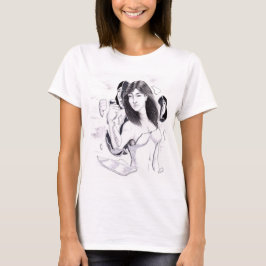 En Porträtt-vy över en kvinnlig brytning utan skal T Shirt