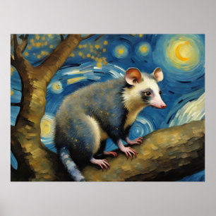 En Possum i Starry-natten Poster
