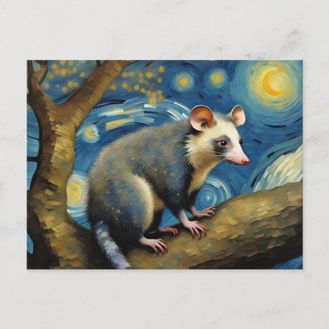 En Possum i Starry-natten Vykort (Framsida)