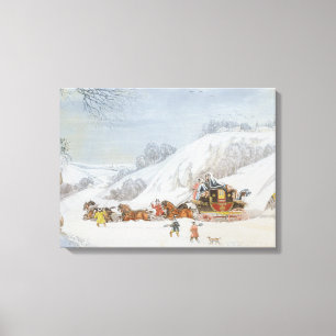 En posta i djup snö canvastryck