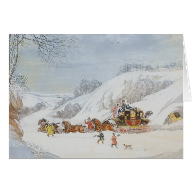 En posta i djup snö hälsningskort (Framsidan Horizontal)