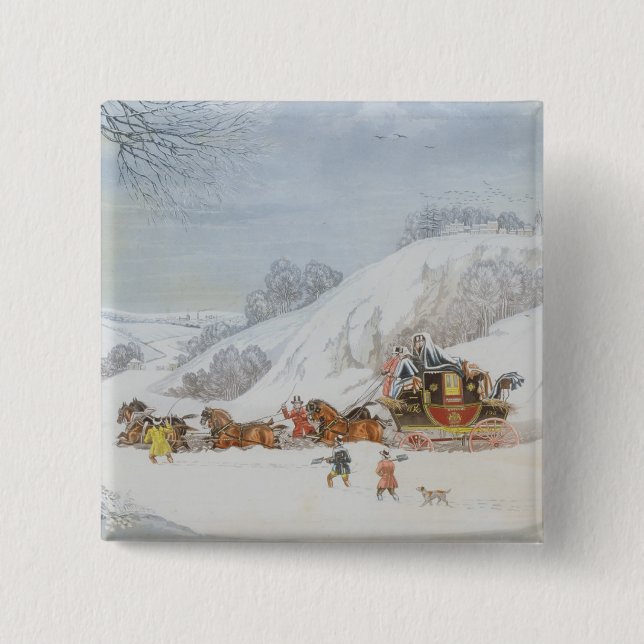 En posta i djup snö knapp (Framsida)