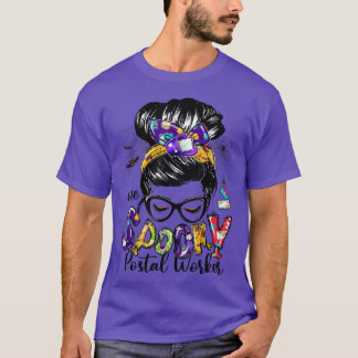 En postal Worker Messy Bun Happy halloween T Shirt