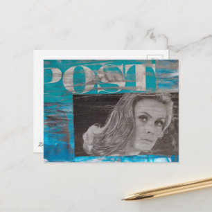 En postkvinna Mixed Media Collage Vykort