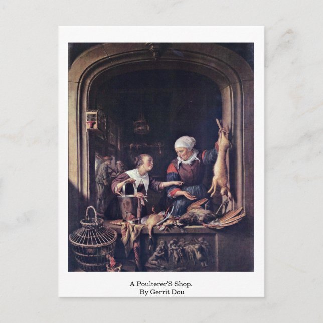 En Poulterers köp. från Gerrit Dou Vykort (Framsida)