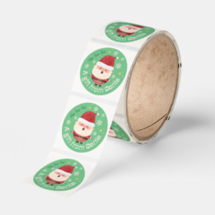 En present från tomten Söt julsticker Runt Klistermärke