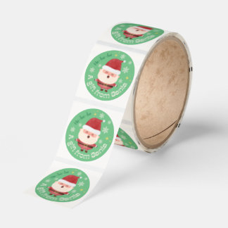 En present från tomten Söt julsticker Runt Klistermärke