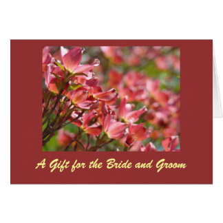 En present till bruden & brudgum kort Rosa blomman