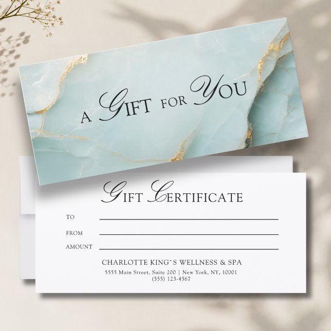 En present till dig! Blå Guld Marmor (A Gift for You! Blue Gold Marble Gift Certificate)