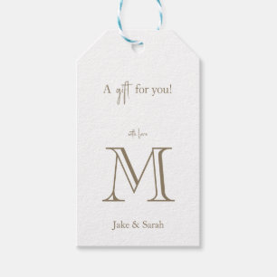 En present till dig Guldmonogram Presentetikett