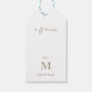 En present till dig med kärlek Guldmonogram Presentetikett