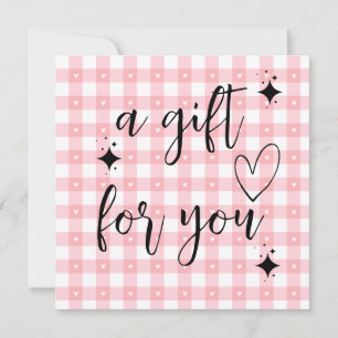 En present till dig Rosa Gingham-kort Cute Cotta Inbjudningar