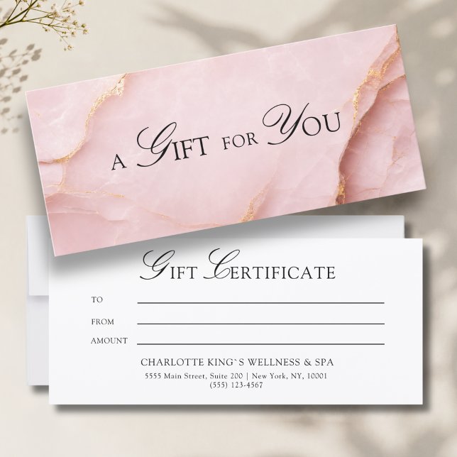 En present till dig! Rosa guldmarmor (A Gift for You! Blush Pink Gold Marble Gift Certificate)