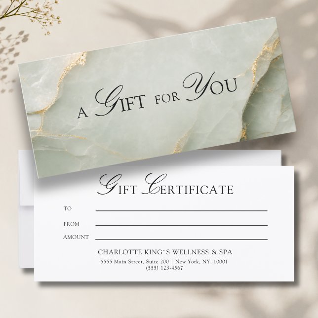 En present till dig! Salvia grön guldmarmor (A Gift for You! Sage Green Gold Marble Gift Certificate)