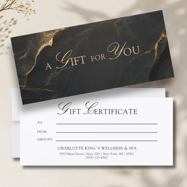 En present till dig! Svart guldmarmor (A Gift for You! Black Gold Marble Gift Cerificate)