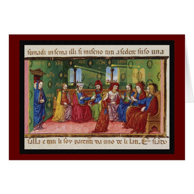 En presentation av Virgin Mary c1476 Hälsningskort (Framsidan Horizontal)