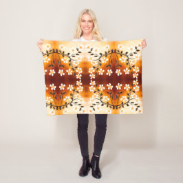 En prettylvit Blommigt skriver ut med Gult Fleecefilt