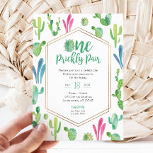En prickly Pair Twin Birthday-inbjudan