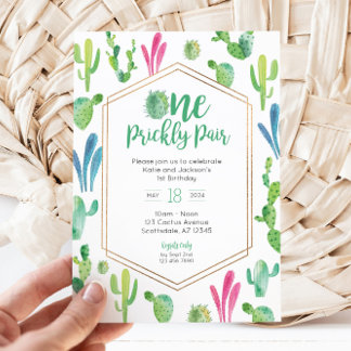 En prickly Pair Twin Birthday-inbjudan Inbjudningar