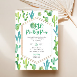 En prickly Pair Twin Boys Birthday-inbjudan Inbjudningar