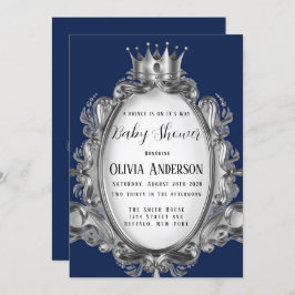 En prins är på väg mot en liten babyskare i Silver Inbjudningar