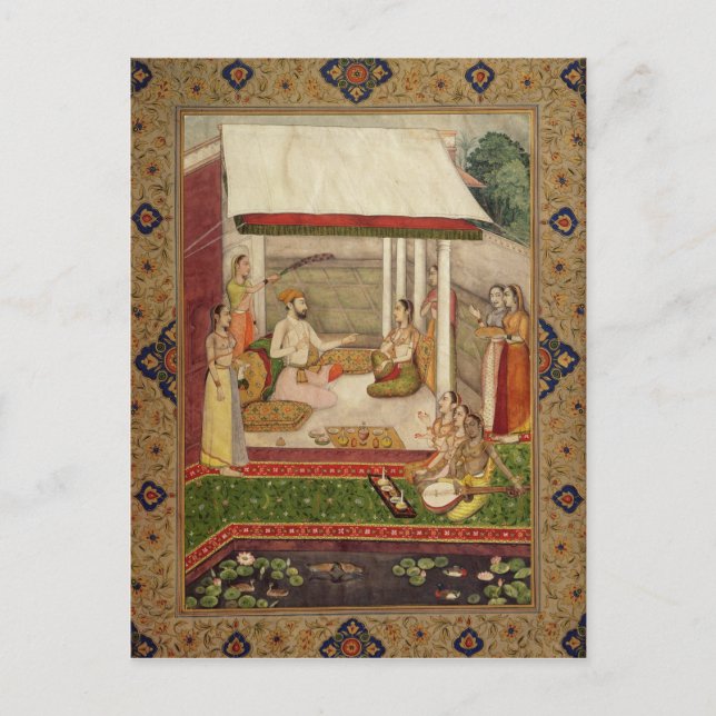 En prins och prinsessa lyssnar på musik vykort (Framsida)