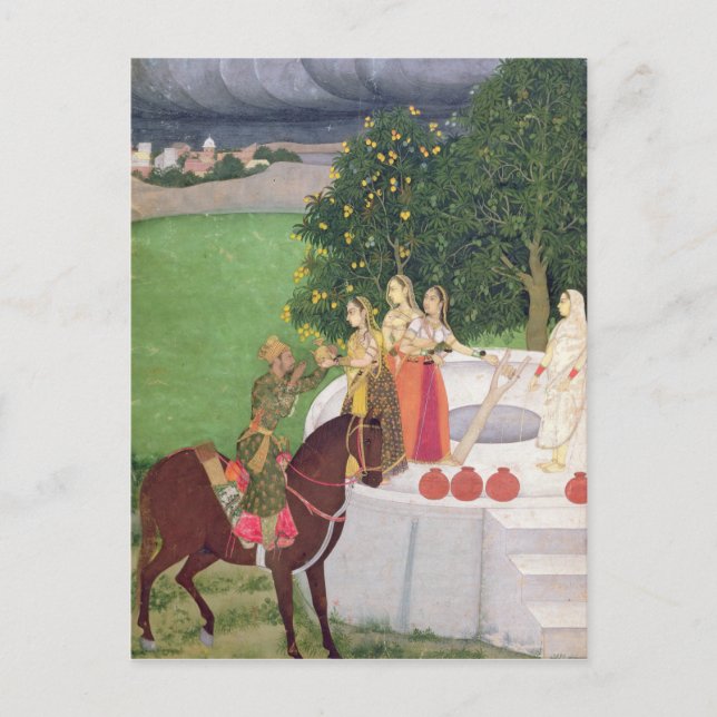 En prins som tigger vatten från kvinnor på brunnen vykort (Framsida)