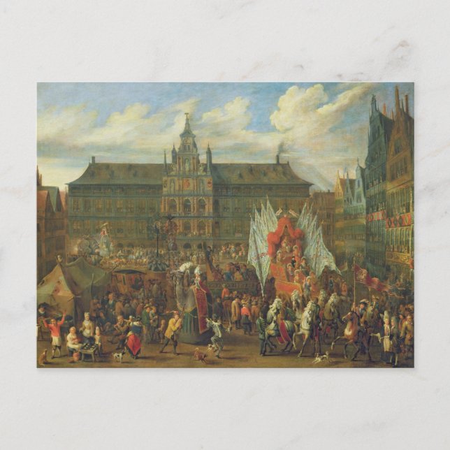 En procession i Antwerpen, 1697 Vykort (Framsida)