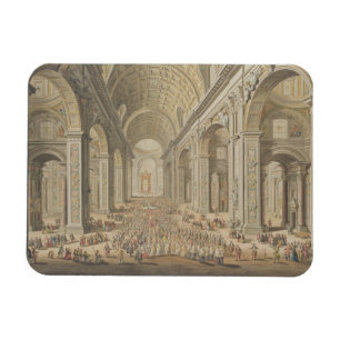 En procession i St Peter, Rome (w/c över en etsa Magnet