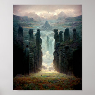 En promenad bland Pillars Fantasy Scifi Art Poster