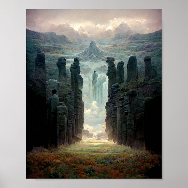 En promenad bland Pillars Fantasy Scifi Art Poster (Framsidan)