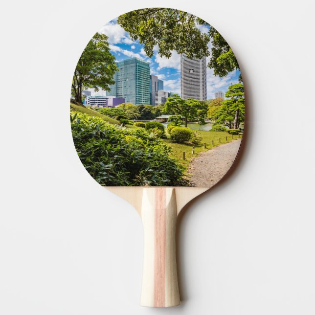 En promenad genom Hama Rikyu trädgårdar, Tokyo Pingisracket (Baksidan)