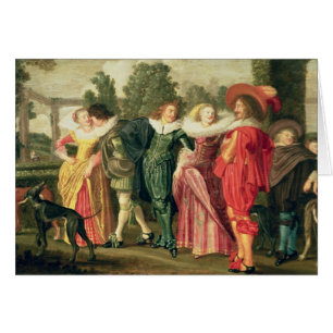 En promenad i trädgården, c.1623 hälsningskort