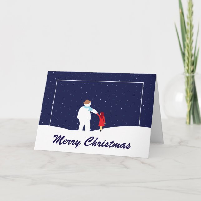 En promenad med Helgdag Snögubbe jul Helgkort (Framsida)