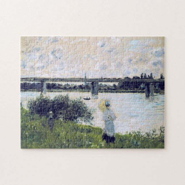 En promenad nära brygga i Argenteuil Monet Fine Ar Pussel (Horisontell)