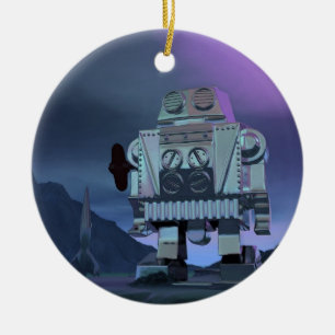En prydnad för robotmånefotgängare julgransprydnad keramik