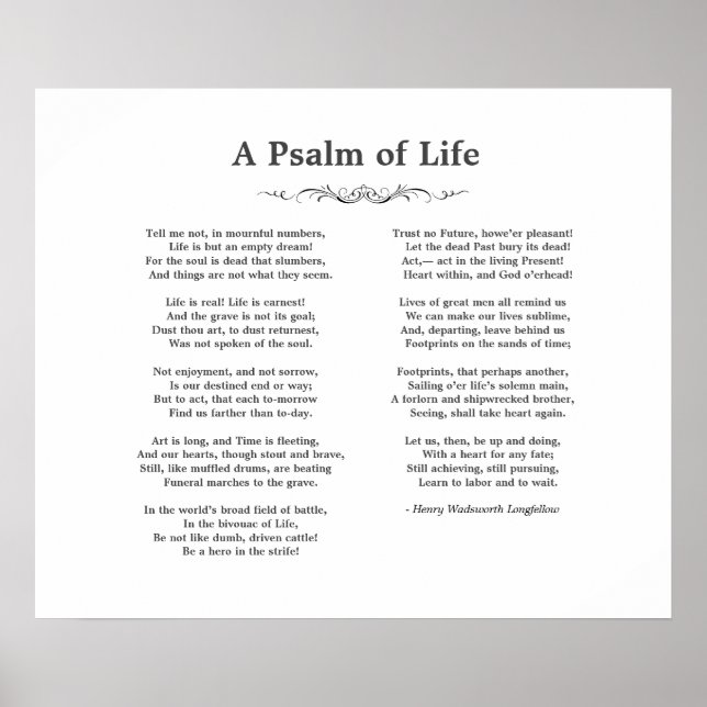 En Psalm of Life Longmeders Dikt Poster (Framsidan)