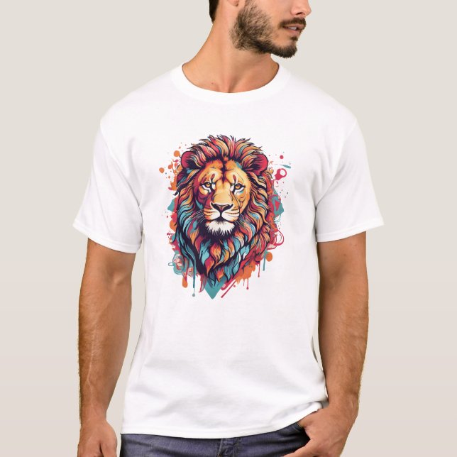 En psykologisk grafisk design med lejon t shirt (Framsida)