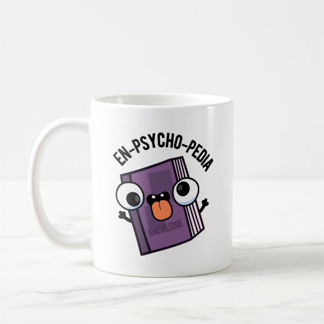 En-psykopedia Funny Encyklopedia Pun Kaffemugg (Vänster)