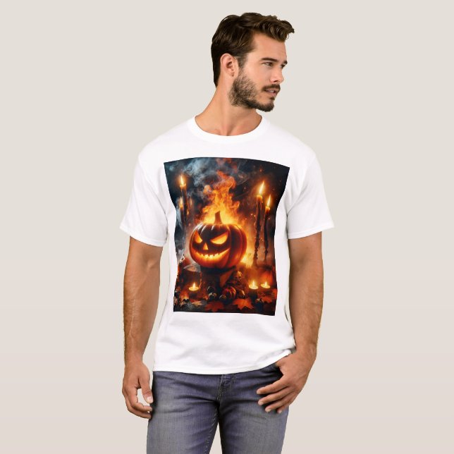 en pumpa med en pumpa som säger halloween t shirt (Hel framsida)