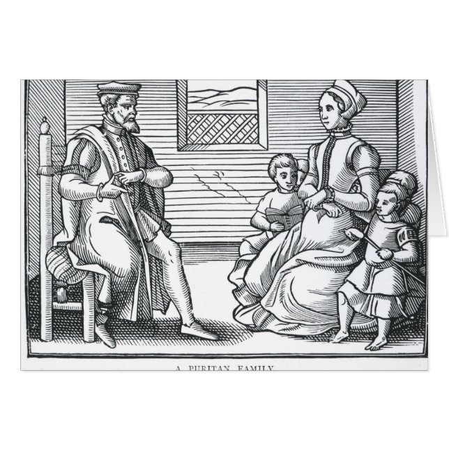 En puritansk familj hälsningskort (Framsidan Horizontal)