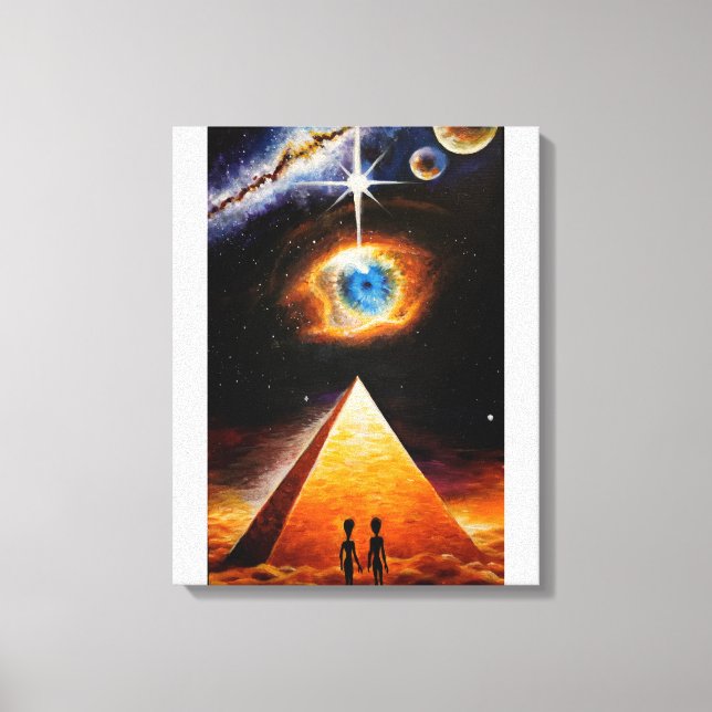 En pyramid under den kosmiska öga av gud poster canvastryck (Framsida)