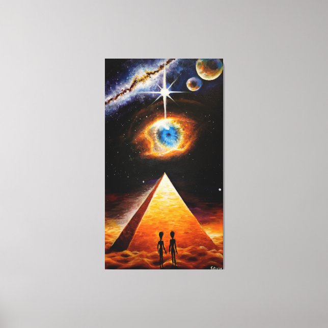 En pyramid under den kosmiska öga av gud poster canvastryck (Framsida)