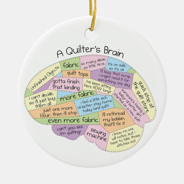 En Quilters Brain Ornament - Lustigt Quilting Gift (Framsidan)